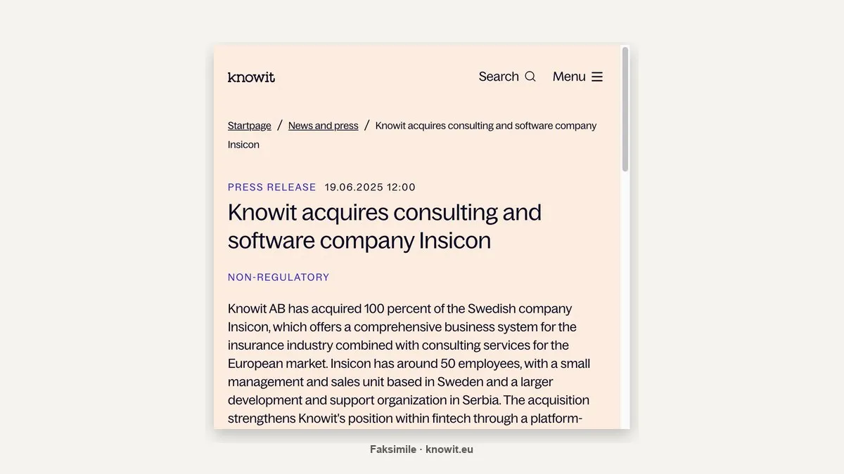 Insicon bak UDFs forsikringssystem blir en del av KnowIT